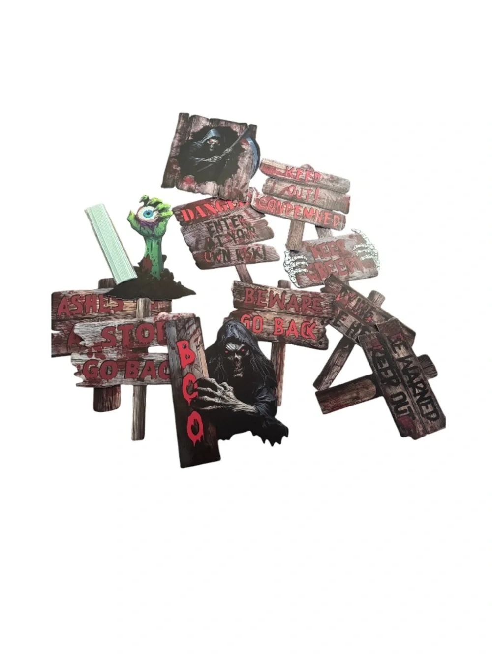 11pcs Halloween Lawn Signs Yard Stakes Halloween Warning signs